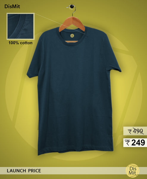DisMit Plain Tshirt Men Basic T-Shirt | Half Sleeve T-Shirt | Round Neck T Shirt | 100% Cotton T-Shirt for Men | Short Sleeve T Shirt